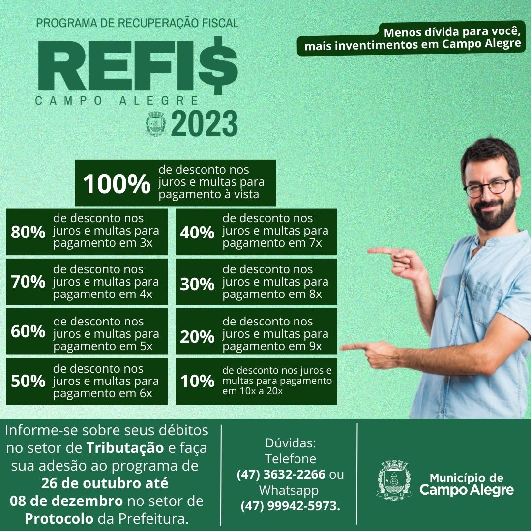 REFIS 2023 JÁ ESTÁ DISPONÍVEL COM PARCELAMENTOS EM 20X E ATÉ 100% DE DESCONTO EM JUROS E MULTAS