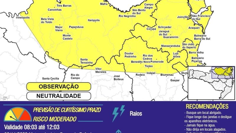 Atenção para a previsão de chuva persistente nas próximas horas!