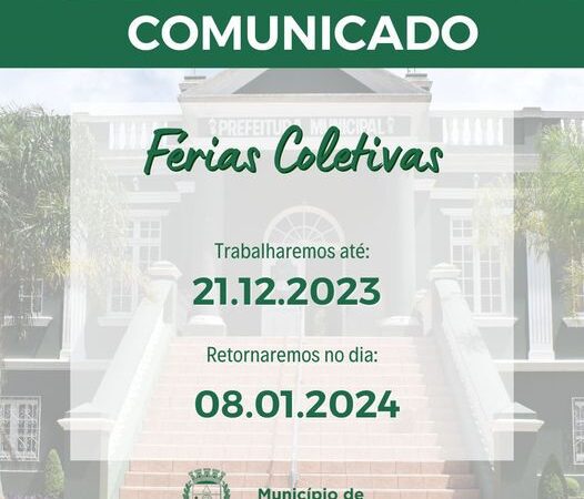 PREFEITURA ENTRARÁ EM FÉRIAS COLETIVAS