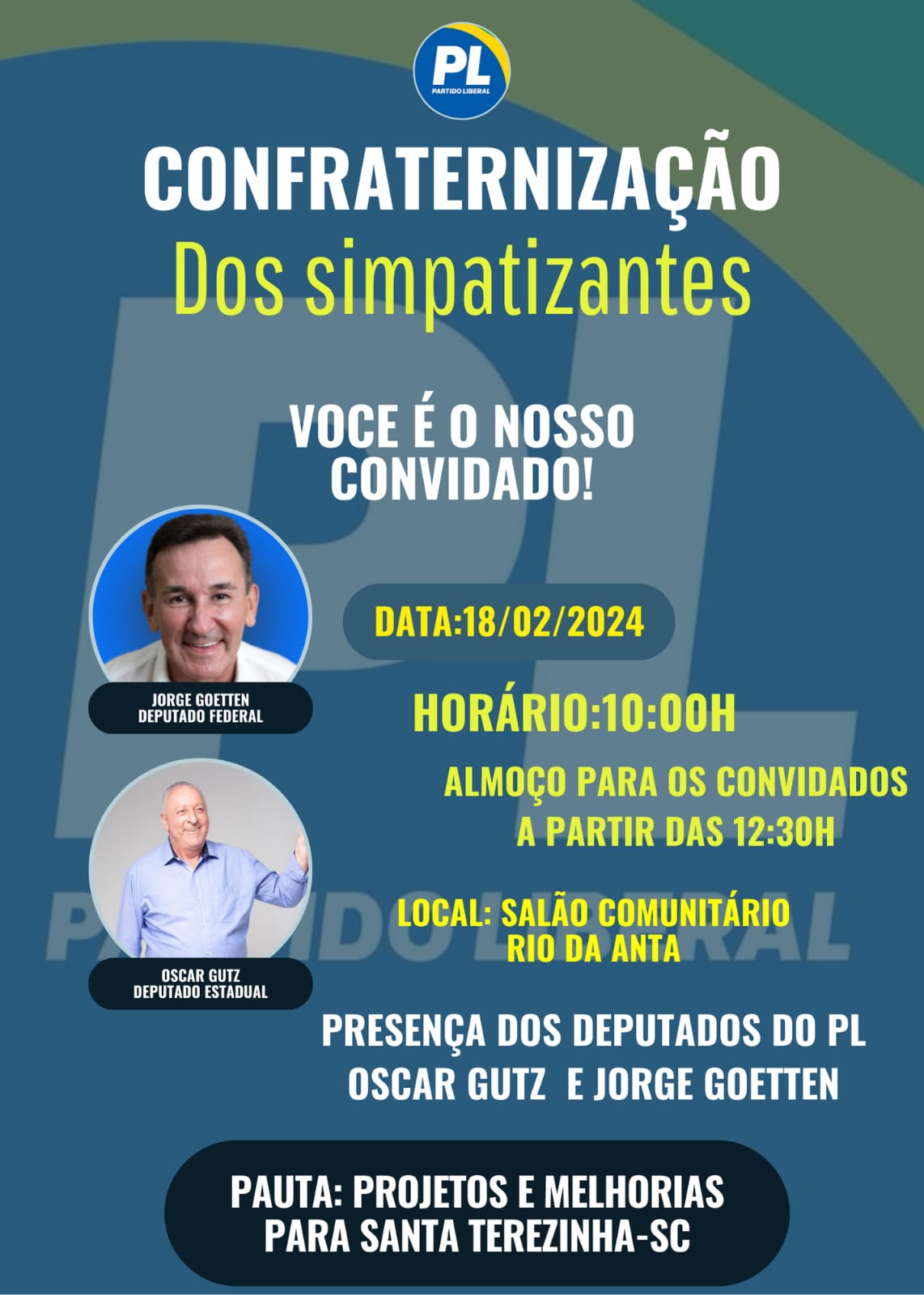 Partido Liberal de Santa Terezinha Convoca Grande Reunião para Discutir Projetos de Melhorias no Município