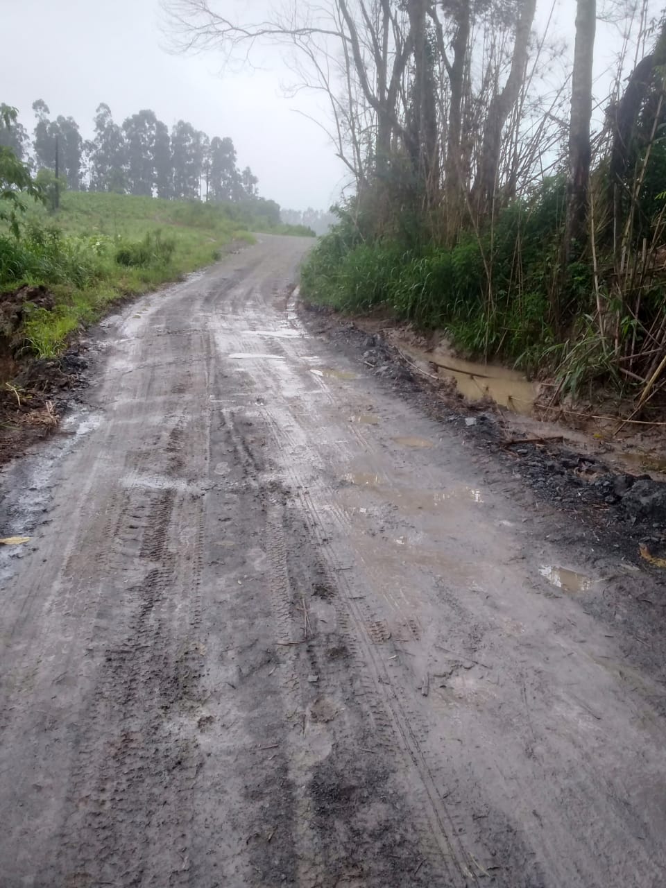 Situação de calamidade em via do loteamento Nova Esperança em Santa Terezinha