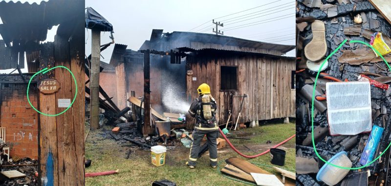 Placa “Jesus salva” e Bíblia ficam intactas em incêndio em Araquari