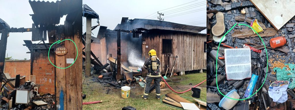 Placa “Jesus salva” e Bíblia ficam intactas em incêndio em Araquari