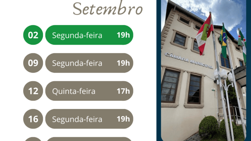 Primeira sessão de setembro da Câmara de Vereadores