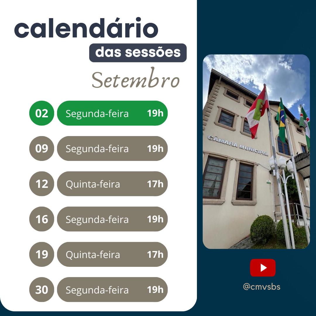 Primeira sessão de setembro da Câmara de Vereadores