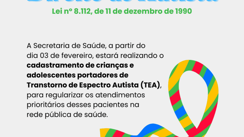 Cadastramento para crianças e adolescentes com Transtorno do Espectro Autista