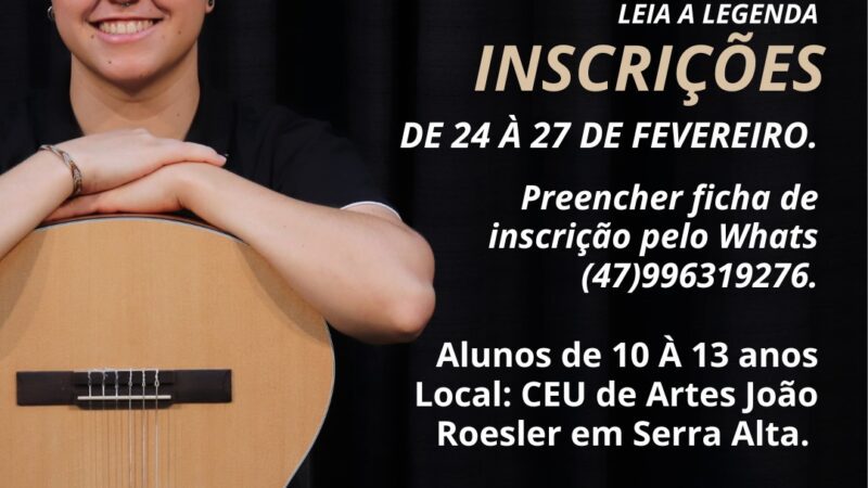 Inscrições abertas para Oficina de Violão gratuita no CEU das Artes